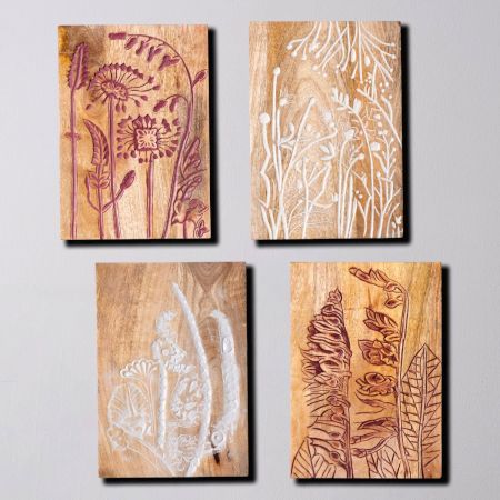 Wooden Charm Wall Plate Set of 4